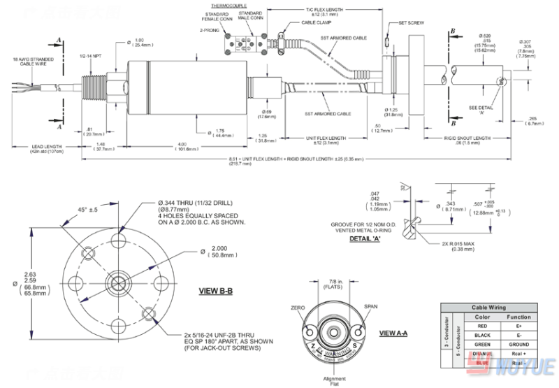 SPX2243高温熔体压力变送器(high temperature melt pressure transducer)